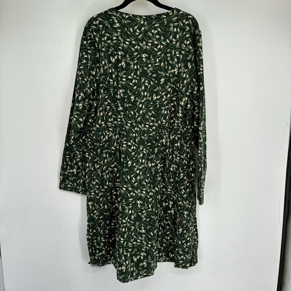 Pact Forest Green Leaf Print Long-Sleeve Mini Dress - Picture 7 of 9